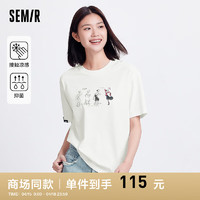 森马（Semir）凉感T|大力水手联名短袖T恤女2024抗菌速干夏装 本白10102 150/76A/XS