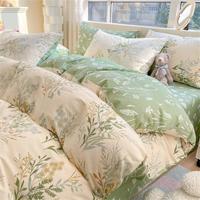 诺米美物 纯棉四件套全棉100棉家用田园花卉床笠被套床单三件套床上用品