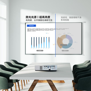 松下（Panasonic）激光投影仪办公家用 白天商用会议室教学培训家庭影院客厅卧室 LMW420C（WXGA 4500流明） 高清线套餐