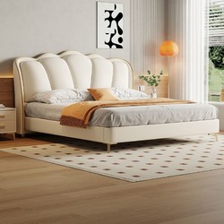 北欧简约皮艺床家具软靠实木真皮床小户型出租房欧式床气压储物床