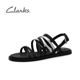 限尺码：Clarks 其乐 女鞋细带罗马凉鞋拼色绑带搭扣罗马凉鞋女