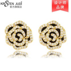 kristenjudi原创饰品品牌kj金边山茶花耳环