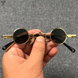 GOGOSOON 圆形墨镜太子镜眼镜搞怪太阳镜男女款超小框款汉奸嘻哈偏光金框