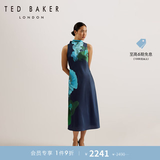 Ted Baker2024春夏女士高领印花绑带无袖连衣裙新中式长裙274164A 藏青色 0