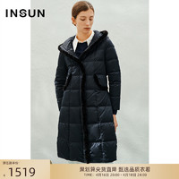 INSUN 恩裳 冬季新品时尚休闲水貂条点缀轻奢保暖鹅绒羽绒服