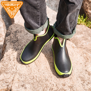 非常行（Jolly Walk）水鞋男雨鞋短筒防水低帮钓鱼洗车胶鞋时尚套鞋JW228 黑绿 40