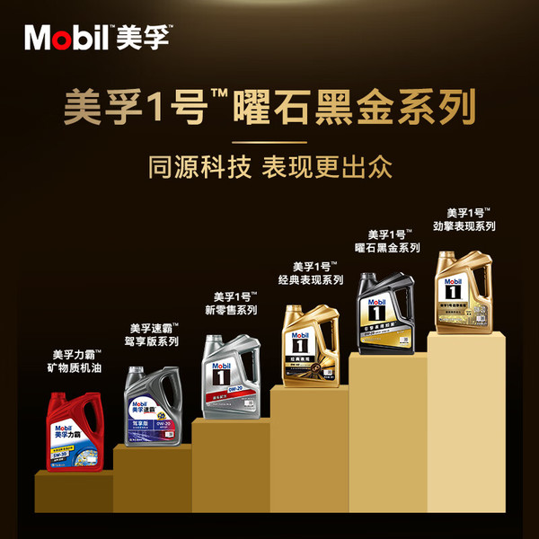 Mobil 美孚 1号经典系列 黑金1号 0W-20 SP级 全合成机油 4L