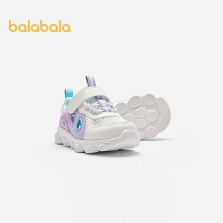 巴拉巴拉宝宝稳步鞋女童运动鞋夏季2024轻便透气 白紫色调00317 25码