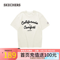 斯凯奇（Skechers）刘宇同款雅钻系列中性针织短袖T恤衫L124U135 冰淇淋米白/04CL M