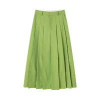 洛可可（ROCOCO）白色百褶半身裙夏季薄款中长款直筒裙子 绿色 S
