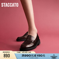 STACCATO 思加图 年新款红酒鞋英伦风JK鞋乐福鞋黑色小皮鞋单鞋EFF01AA3