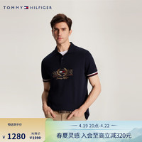 TOMMY HILFIGER24春季男装纯棉学院风徽章刺绣合身版短袖POLO衫34776 藏青色DW5 S （：120-135斤）