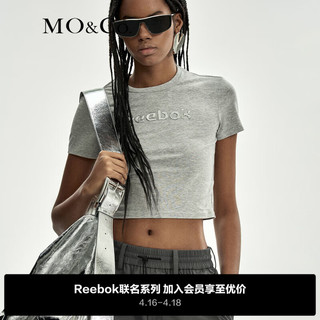 MO&Co.Reebok联名2024夏【凉感】金属胶印短袖T恤MBD2TEE032 浅花灰色 S/160