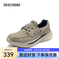 斯凯奇（Skechers）2024男一脚蹬运动休闲帆布鞋帆船鞋耐磨厚底商务鞋210812 灰褐色/TPE 41.5