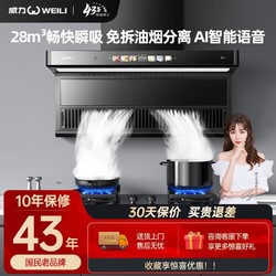 WEILI 威力 WLQ07抽油烟机7字烟机语音家用厨房大吸力顶侧双吸油烟分离