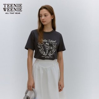 Teenie Weenie【水柔棉】小熊2024年夏季印花白色短袖T恤时尚 深灰色 155/XS