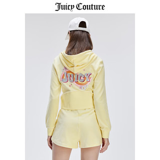 JUICY COUTURE【2024春夏】橘滋外套女短款美式显瘦彩虹印花天鹅绒女式外套 柠檬黄 S