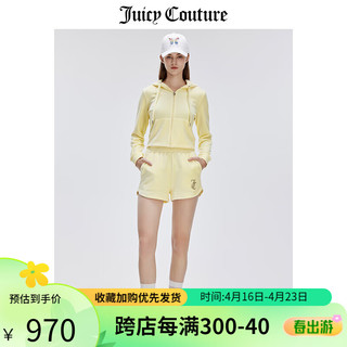 JUICY COUTURE【2024春夏】橘滋外套女短款美式显瘦彩虹印花天鹅绒女式外套 柠檬黄 S