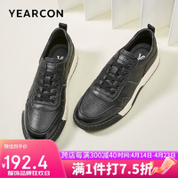 YEARCON 意尔康 男士潮流复古拼接运动休闲板鞋 97017W 黑色 38