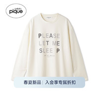 gelatopique24春夏男女同款睡衣简约字母长袖T恤PMCT241949 灰白色 L
