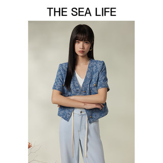 THE SEA LIFE欧海一生 牛仔外套2024春夏小香风设计印花外套C11233 牛仔蓝 S