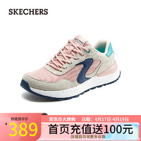 斯凯奇（Skechers）女士复古可颂鞋轻便舒适德训鞋百搭休闲鞋177725 自然色/粉红色/NTPK 39