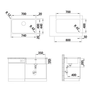 铂浪高（BLANCO）SOLIS 700-U 304不锈钢水槽厨房大单槽台下盆+MILA-S(镀铬色)