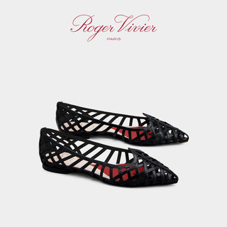 ROGERVIVIER/2024春夏RV女鞋I Love Vivier皮革芭蕾舞鞋 黑色 34