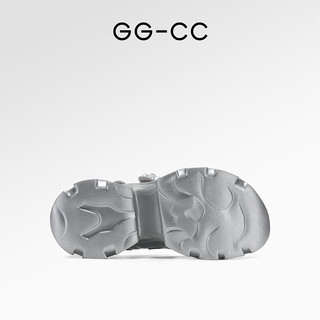 GG-CC【人鱼泡泡】夏季时尚厚底凉鞋魔术贴高跟休闲凉鞋女G24S1308 银色 36