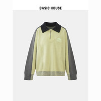 百亿补贴：BASICHOUSE 百家好 Basic House/百家好撞色翻领卫衣2023秋冬新款设计感小众翻领上衣