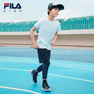 FILA 斐乐 儿童童鞋2024夏季中大童男童儿童综训鞋 黑/海军蓝-BP 37码 内长23.5cm