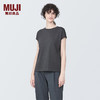 无印良品（MUJI）女式 天竺织 法国袖T恤 短袖上衣打底衫内搭早春 BB2Q2A4S 深灰色 M (160/84A)
