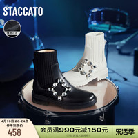 STACCATO 思加图 新款奶油鞋弹力靴袜靴中靴瘦瘦靴加绒女靴EFO04DZ2