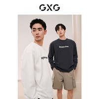 GXG 男装 多色重磅印花设计长袖T恤男士 24年春季 灰色 175/L