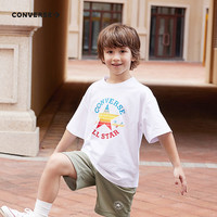 Converse匡威儿童装男童短袖上衣2024夏季中大童彩色印花T恤 纯白色 110/56