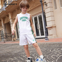 Converse匡威儿童装男童篮球服套装速干夏季2024中大童背心运动短裤潮 深薄荷 130/64