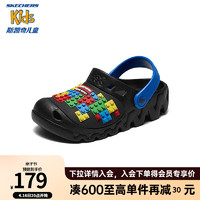 Skechers斯凯奇儿童夏季一脚蹬洞洞鞋男童时尚疏水沙滩鞋402226L 黑色/多彩色/BKMT 36码