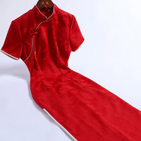戚薇2024红色旗袍敬酒服新娘改良高级感订婚年轻新中式连衣裙 红色 2XL