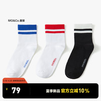 little MO&Co.little moco童装24男女童简约百搭中筒袜子3双装KBD2SOK003 黑白混色 M