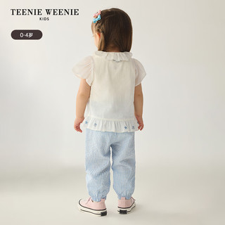 Teenie Weenie Kids小熊童装24夏季女宝宝轻薄可爱花边衬衫 白色 80cm