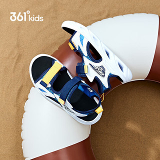361°儿童凉鞋24夏季男中大童轻盈透气清凉耐磨运动沙滩凉鞋 蓝39 大地蓝