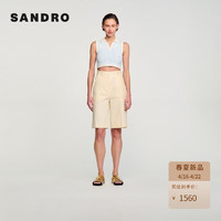 SANDRO2024春夏女装法式蓝色条纹短款针织无袖上衣SFPPU02273 D251/蓝色 2