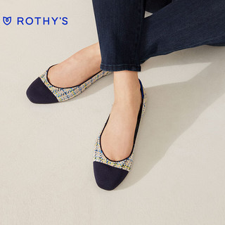 ROTHY'S 2024春季方头浅口舒适休闲平底单鞋软底船鞋一脚蹬 阳光花呢相拼 39 （250）
