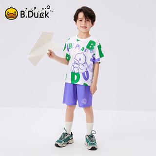 B.Duck【套装】小黄鸭童装男童短袖套装 能量紫 120cm