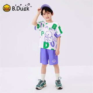 B.Duck【套装】小黄鸭童装男童短袖套装 能量紫 120cm