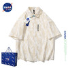 NASA LIKE 潮牌衬衫夏季冰丝短袖男女日系宽松休闲衬衣百搭青少年上衣 NASA联名-白色 L（110-130斤）