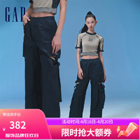 Gap 盖璞 女装2024夏季轻薄透气尼龙休闲裤多口袋工装风长裤480006 黑色 155/76A(XS) 亚洲尺码