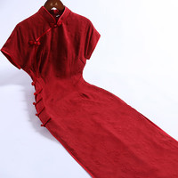 戚薇改良红色旗袍装婚宴礼服高级感2024年夏喜婆婆连衣裙 红色 M