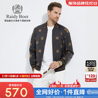 Raidy Boer/雷迪波尔男【弹力抗皱】数码印花休闲夹克外套3011-79 黑花 175/50/L