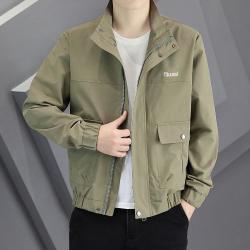 folunsi佛伦斯男士夹克春秋时尚商务休闲百搭工装立领开衫外套男